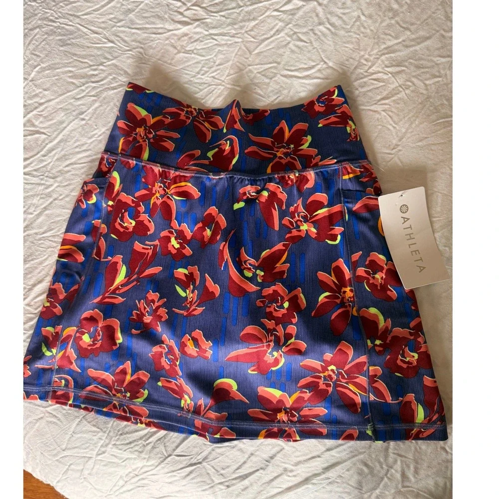 NWT‎ Athleta Floral Athletic Skort salutation Activewear Skirt Pockets Womens XS